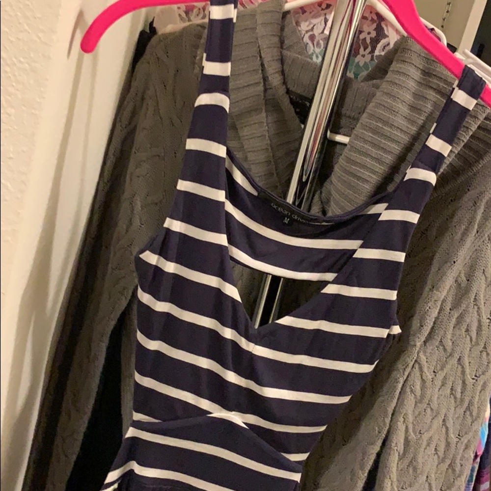 Ocean drive navy blue dress with white stripes
